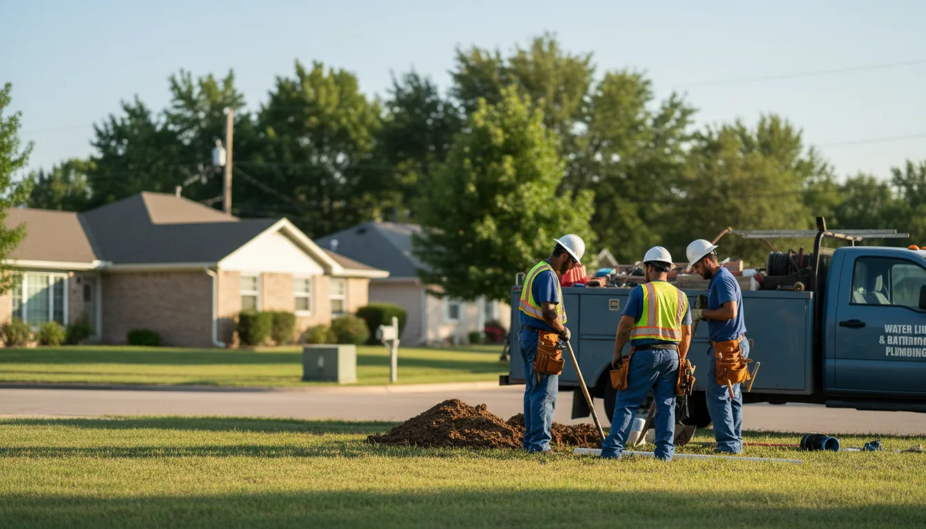 Residential water line and bathroom plumbing service in Athens, IL